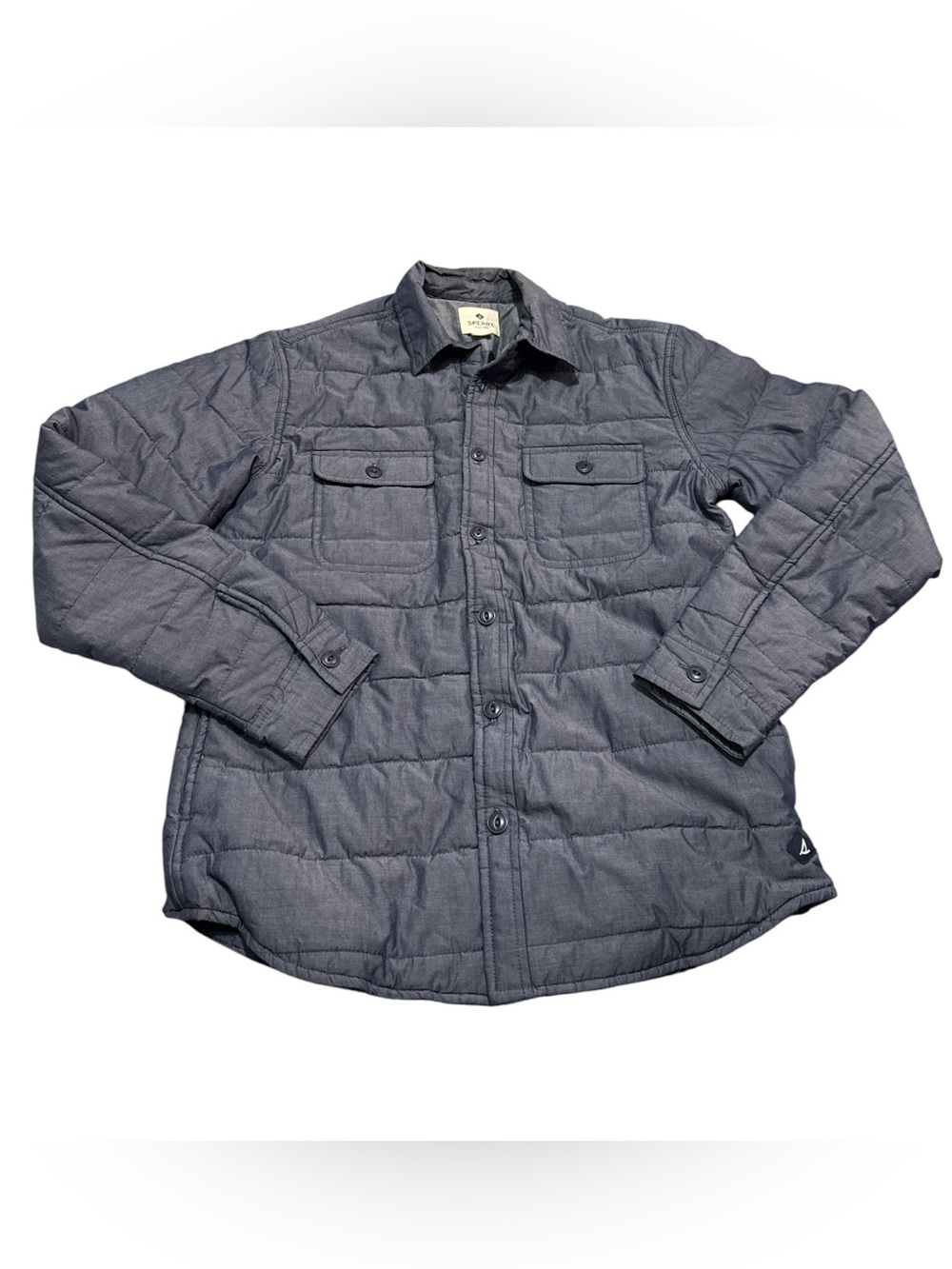 Sperry Quilted Button-Up Jacket in Blue/Grey